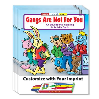 ZOCO Preventing Gang Involvement Custom Kids Educational Coloring Books (250 Pack, With Crayons) Reduce Gang Participation and Crime Prevention Handout for Children Games, Puzzles, Activities