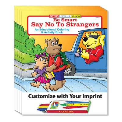 ZOCO Stranger Danger Custom Coloring Books (250 Bulk Pack, With Crayons) Kids Safety Education Activities, Games & Puzzles Child Safety Handouts for Schools, Police & Youth Programs