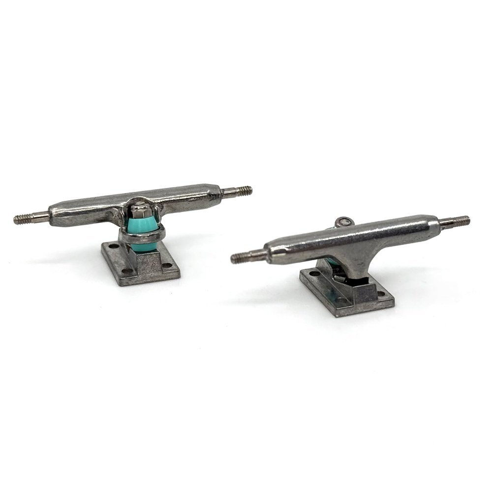 32mm Prodigy Gen2 Pro Fingerboard Trucks - Pro Style Base and Hanger with Custom Pivot Tuning and Pro Duro Bubble Bushings - Raw Steel Colorway