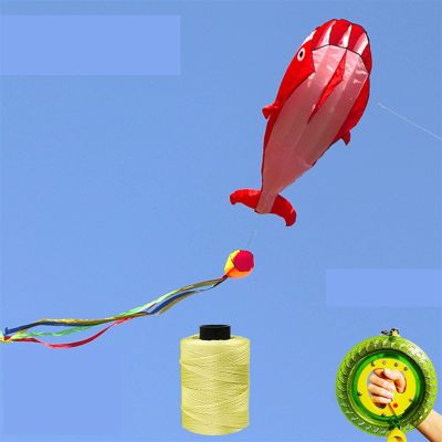 Kites New Three-Dimensional Soft Whale Skeletonless Kite Breeze and Easy to Fly Oversized Adult Kite Kid Game (Color : Red Dolphin+18 Wheel 400m)
