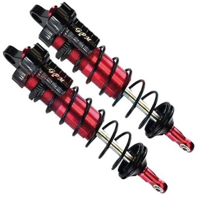 GPM 2Pc Set Upgrades Aluminum 6061-T6 Front L-Shape Piggy Back Adjustable Spring Dampers 128Mm For 1/8 4Wd Sledge Monster Truck (95076-4) (red)