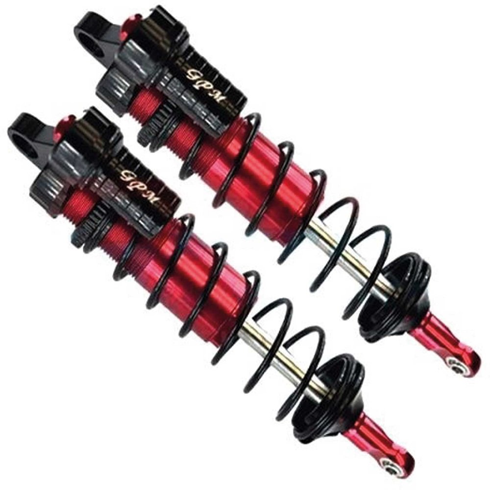 GPM 2Pc Set Upgrades Aluminum 6061-T6 Front L-Shape Piggy Back Adjustable Spring Dampers 128Mm For 1/8 4Wd Sledge Monster Truck (95076-4) (red)