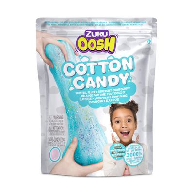 Oosh Cotton Candy Large Foil Bag 100g (Bubble Gum) by ZURU, Fluffy Slime, Stretch Slime, Grows 3000% in Size, Slime for Girls and Kids (Blue)