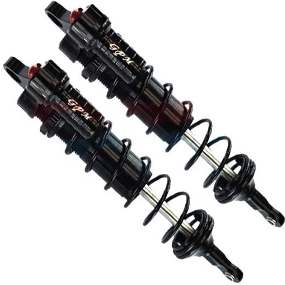 GPM 2Pc Set Upgrades Aluminum 6061-T6 Rear L-Shape Piggy Back Adjustable Spring Dampers 143Mm For 1/8 4Wd Sledge Monster Truck (95076-4) Rc Cars (black)
