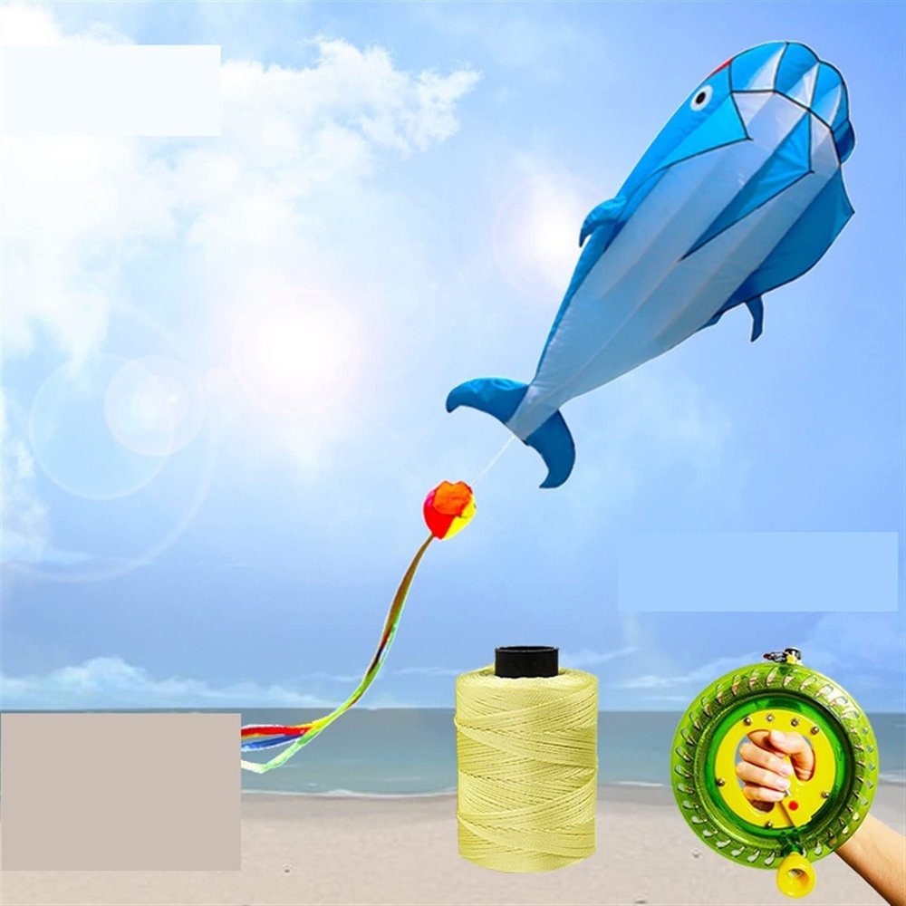 Kites New Three-Dimensional Soft Whale Skeletonless Kite Breeze and Easy to Fly Oversized Adult Kite Kid Game (Color : 3 Blue Dolphins+22 Wheel 700m)