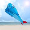 Kites New Three-Dimensional Soft Whale Skeletonless Kite Breeze and Easy to Fly Oversized Adult Kite Kid Game (Color : 3 Blue Dolphins+22 Wheel 700m) view 2