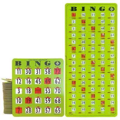 MR CHIPS 25 Jam Proof Bingo Cards with Sliding Windows and Master Board