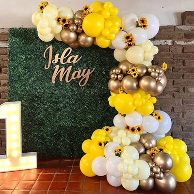 139PCS Yellow Balloons Kit with Artificial Sunflowers for Sunflower Theme Parties