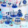 12 Pcs Happy Birthday Decorations for Men Blue Silver Honeycomb Centerpieces Party Supplies Paper Table Decorations Royal Table Centerpieces for Boys, Kids Party view 2