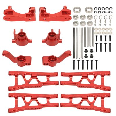 RCAWD Aluminum Steering Blocks Caster Blocks C-Hubs Stub Axle Carriers Suspension Arms Set for 1/10 Traxxas Slash Rustler Stampede Hoss 4x4, Replacement of 6837 6832 1952 3655xRed