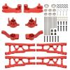 RCAWD Aluminum Steering Blocks Caster Blocks C-Hubs Stub Axle Carriers Suspension Arms Set for 1/10 Traxxas Slash Rustler Stampede Hoss 4x4, Replacement of 6837 6832 1952 3655xRed view 1