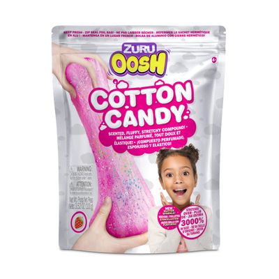 ZURU Cotton Candy Large Foil Bag 100g (Strawberry), Fluffy Slime, Grows 3000% in Size, Slime for Girls and Kids (Pink)