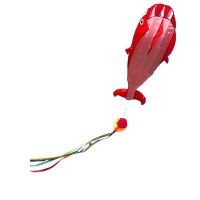 Kites New Three-Dimensional Soft Whale Skeletonless Kite Breeze and Easy to Fly Oversized Adult Kite Kid Game (Color : Red+Transfer)