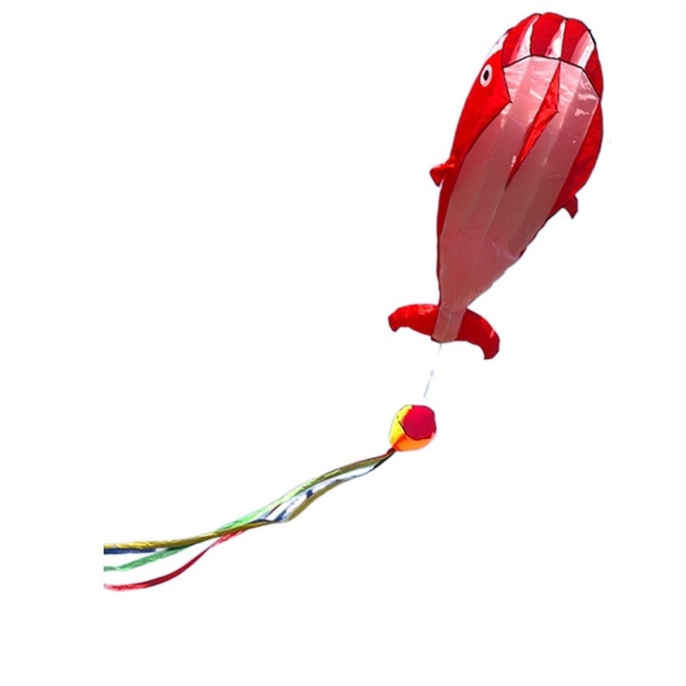 Kites New Three-Dimensional Soft Whale Skeletonless Kite Breeze and Easy to Fly Oversized Adult Kite Kid Game (Color : Red+Transfer)