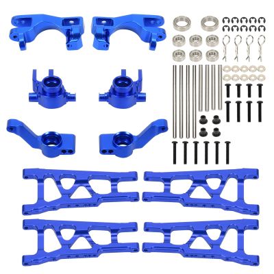 RCAWD Aluminum Steering Blocks C-Hubs Stub Axle Carriers Suspension Arms Set for 1/10 Traxxas Slash Rustler Stampede Hoss 4x4, Replacement of 6837 6832 1952 3655x(Navy Blue)