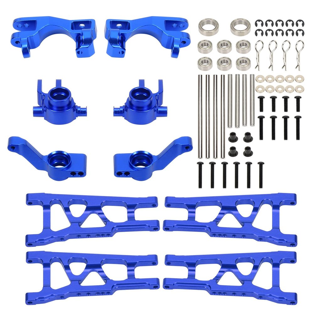 RCAWD Aluminum Steering Blocks C-Hubs Stub Axle Carriers Suspension Arms Set for 1/10 Traxxas Slash Rustler Stampede Hoss 4x4, Replacement of 6837 6832 1952 3655x(Navy Blue)