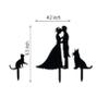 Mr and Mrs Cake Topper,Kissing Bride and Groom with Cat and Dog Silhouette Wedding Cake Topper view 3