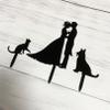 Mr and Mrs Cake Topper,Kissing Bride and Groom with Cat and Dog Silhouette Wedding Cake Topper view 4