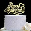 Happy Anniversary Cake Topper, Wedding Anniversary, Company Anniversary, Birthday Party Decorations,Mirror Gold Acrylic view 1