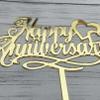 Happy Anniversary Cake Topper, Wedding Anniversary, Company Anniversary, Birthday Party Decorations,Mirror Gold Acrylic view 3