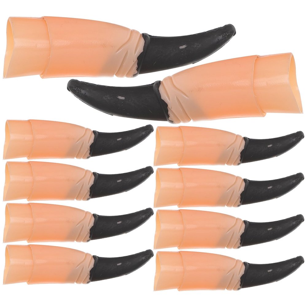 10Pcs Long Finger Fake Halloween Nail Rings Adjustable Spooky Nail Claws Gothic Punk Witch Fingernail Claws Trick Props Cosplay Costume Accessory