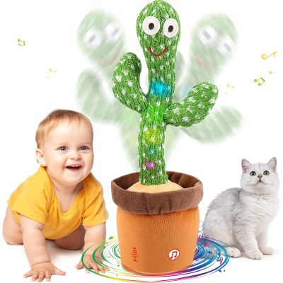 MILEGI Dancing Talking Cactus Baby Toys 6-12 Months, Singing Cactus Baby Toy Mimicking Toy, Repeats What You Say, Interactive Light Up Toddler Infant Toys Gifts, Sing+Dancing+15S Recording+LED