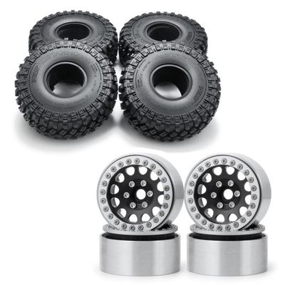RCLIONS 4pcs 1.9" RC Crawler Beadlock Wheels and Tires with Foam Insert for 1/10 RC Crawler Car SCX10,TRX4,SCX10 II