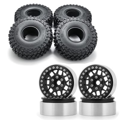 RCLIONS 4pcs 1.9" RC Crawler Wheel Rims and Tires with Foam Insert for 1/10 RC Crawler Car SCX10,TRX4,SCX10 II