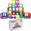PicassoTiles 200 pcs Large Building Blocks + 42 Piece Magnetic Tiles + Character Figure Set, 5 Colors 4 Unique Shapes Mix & Match Toys, Magnet Tiles STEM Construction Toy, 4 Family Action Figures view 1