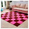 10 Pieces Plush Puzzle Foam Floor Mat,Soft Fluffy Interlocking Foam Tiles,10 Tiles/9.7 Sq.Ft Area Rugs,12"X12" Carpet Squares for Classroom Home Winter,Rose+Coffee view 1