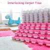 10 Pieces Plush Puzzle Foam Floor Mat,Soft Fluffy Interlocking Foam Tiles,10 Tiles/9.7 Sq.Ft Area Rugs,12"X12" Carpet Squares for Classroom Home Winter,Camel view 2