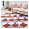 10 Pieces Plush Puzzle Foam Floor Mat,Soft Fluffy Interlocking Foam Tiles,10 Tiles/9.7 Sq.Ft Area Rugs,12"X12" Carpet Squares for Classroom Home Winter,Coffee+g Purple+White view 1