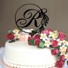 Vinisong Personalized Letter Cake Toppers Initials R Cake Topper Black Acrylic Cake Decoration Wreath Cake Topper Perfect for Birthday Wedding Anniversary Party(R,06) view 4