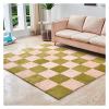 10 Pieces Plush Puzzle Foam Floor Mat,Soft Fluffy Interlocking Foam Tiles,10 Tiles/9.7 Sq.Ft Area Rugs,12"X12" Carpet Squares for Classroom Home Winter,Green+Camel view 1
