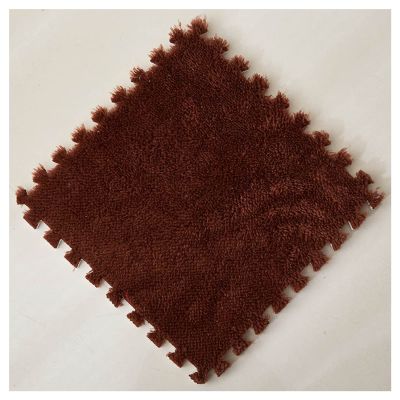 10 Pieces Plush Puzzle Foam Floor Mat,Soft Fluffy Interlocking Foam Tiles,10 Tiles/9.7 Sq.Ft Area Rugs,12"X12" Carpet Squares for Classroom Home Winter,Coffee