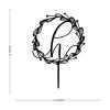 Vinisong Personalized Letter Cake Toppers Initials H Cake Topper Black Acrylic Cake Decoration Wreath Cake Topper Perfect for Birthday Wedding Anniversary Party(H,04) view 2