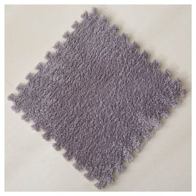 10 Pieces Plush Puzzle Foam Floor Mat,Soft Fluffy Interlocking Foam Tiles,10 Tiles/9.7 Sq.Ft Area Rugs,12"X12" Carpet Squares for Classroom Home Winter,Grey