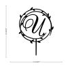 Vinisong Personalized Letter Cake Toppers Initials U Cake Topper Black Acrylic Cake Decoration Wreath Cake Topper Perfect for Birthday Wedding Anniversary Party(U,02) view 2