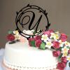 Vinisong Personalized Letter Cake Toppers Initials U Cake Topper Black Acrylic Cake Decoration Wreath Cake Topper Perfect for Birthday Wedding Anniversary Party(U,02) view 4