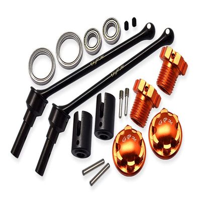 Hard Steel Front Or Rear Extend CVD Shaft (110mm) With Aluminum Wheel Lock & Hex Claw For Traxxas 1/10 Maxx With WideMAXX Monster Truck 89086-4 - 18Pc Set Orange