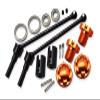 Hard Steel Front Or Rear Extend CVD Shaft (110mm) With Aluminum Wheel Lock & Hex Claw For Traxxas 1/10 Maxx With WideMAXX Monster Truck 89086-4 - 18Pc Set Orange view 1