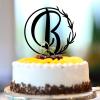 Vinisong Personalized Letter Cake Toppers Initials B Cake Topper Black Acrylic Cake Decoration Wreath Cake Topper Perfect for Birthday Wedding Anniversary Party(B,03) view 1