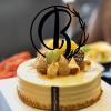 Vinisong Personalized Letter Cake Toppers Initials B Cake Topper Black Acrylic Cake Decoration Wreath Cake Topper Perfect for Birthday Wedding Anniversary Party(B,03) view 3