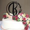 Vinisong Personalized Letter Cake Toppers Initials B Cake Topper Black Acrylic Cake Decoration Wreath Cake Topper Perfect for Birthday Wedding Anniversary Party(B,03) view 4