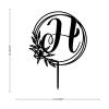 Vinisong Personalized Letter Cake Toppers Initials H Cake Topper Black Acrylic Cake Decoration Wreath Cake Topper Perfect for Birthday Wedding Anniversary Party(H,07) view 2