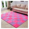 10 Pieces Plush Puzzle Foam Floor Mat,Soft Fluffy Interlocking Foam Tiles,10 Tiles/9.7 Sq.Ft Area Rugs,12"X12" Carpet Squares for Classroom Home Winter,Rose+Grey Purple view 1