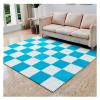 10 Pieces Plush Puzzle Foam Floor Mat,Soft Fluffy Interlocking Foam Tiles,10 Tiles/9.7 Sq.Ft Area Rugs,12"X12" Carpet Squares for Classroom Home Winter,Blue+White view 1