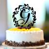 Vinisong Personalized Letter Cake Toppers Initials G Cake Topper Black Acrylic Cake Decoration Wreath Cake Topper Perfect for Birthday Wedding Anniversary Party(G,08) view 1