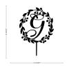 Vinisong Personalized Letter Cake Toppers Initials G Cake Topper Black Acrylic Cake Decoration Wreath Cake Topper Perfect for Birthday Wedding Anniversary Party(G,08) view 2