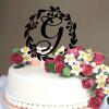 Vinisong Personalized Letter Cake Toppers Initials G Cake Topper Black Acrylic Cake Decoration Wreath Cake Topper Perfect for Birthday Wedding Anniversary Party(G,08) view 4